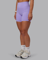 Woman wearing Elixir Ultra High-Rise 6" Short Pockets - Violet Ray | Size:S | Thumbnail Index: 7