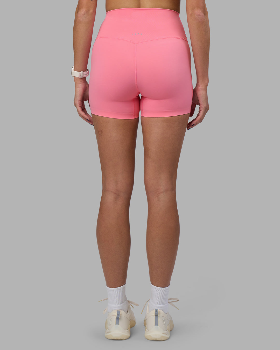 Woman wearing Elixir Ultra High-Rise 4" Short - Candy Pink | Model:Phoebe | Size:S - view 5