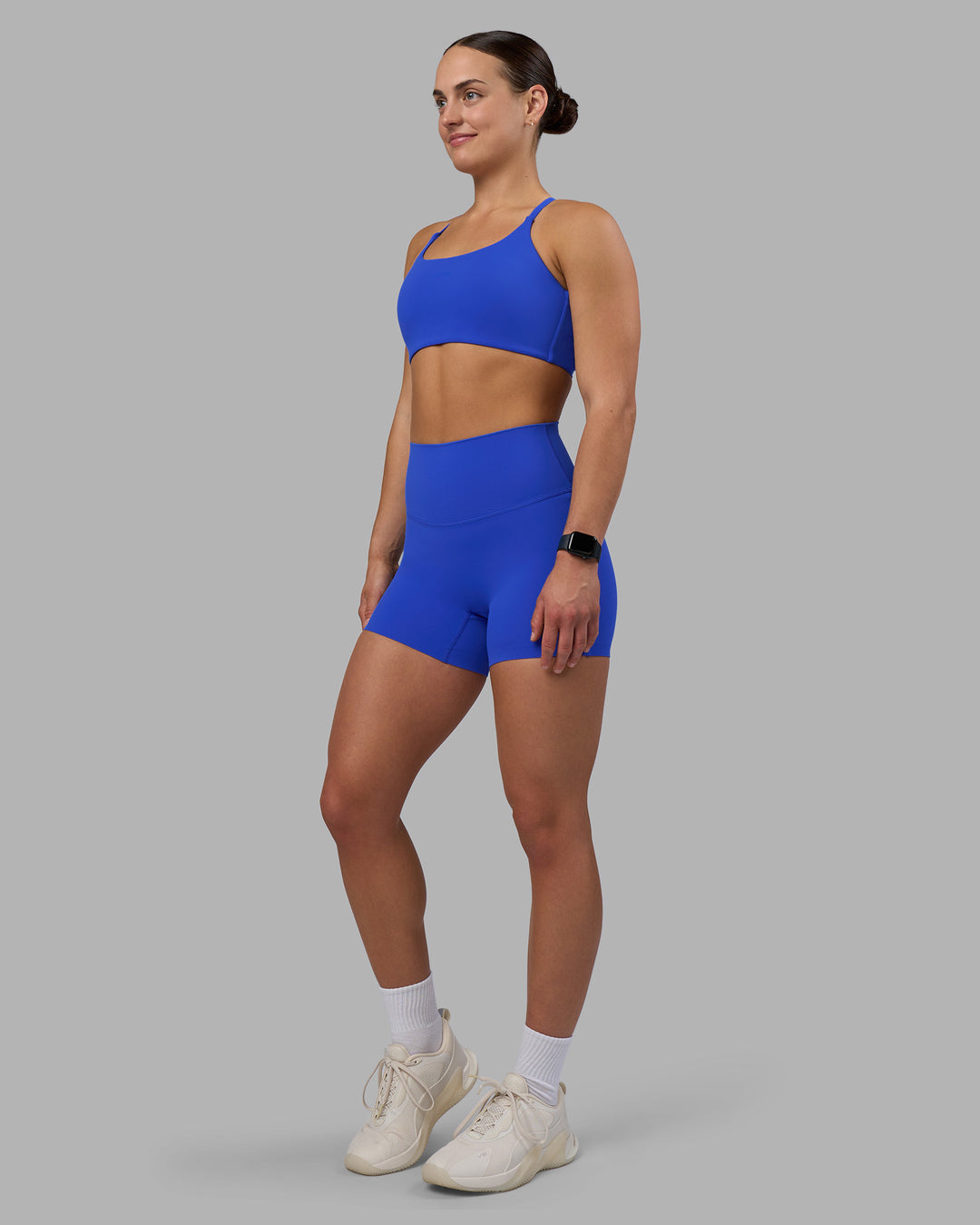 Woman wearing Elixir Ultra High-Rise 4" Short - Power Cobalt | Model:Keisha | Size:S - view 6
