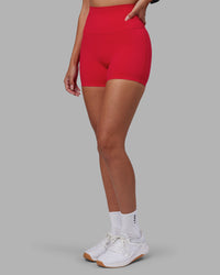 Woman wearing Elixir Ultra High-Rise 4" Short - Scarlet | Model:Rhiley | Size:S | Thumbnail Index: 5