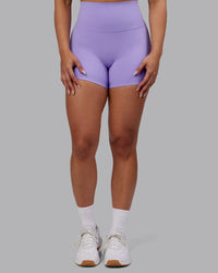 Woman wearing Elixir Ultra High-Rise 4" Short - Violet Ray | Model:Ayla | Size:S | Thumbnail Index: 1