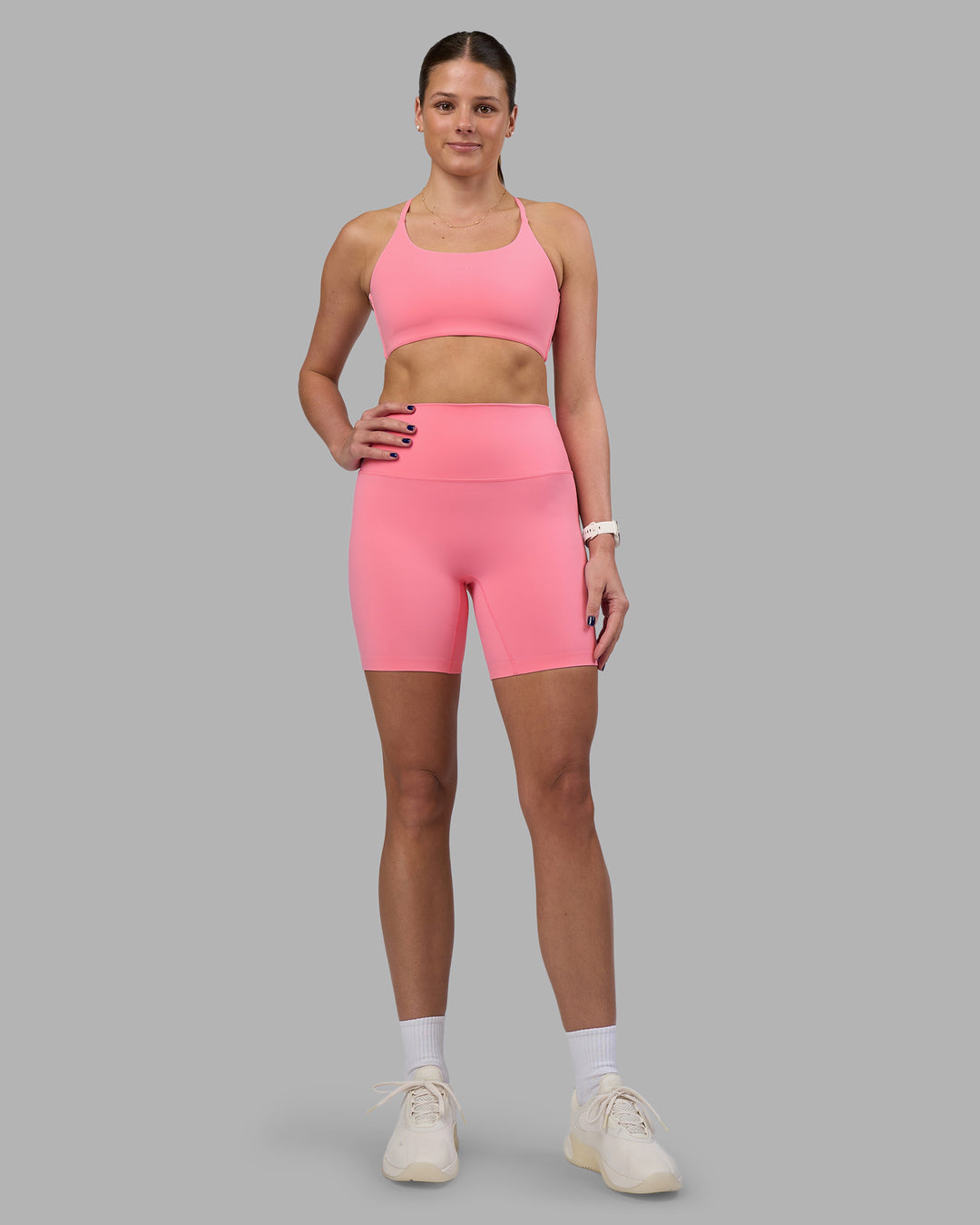 Woman wearing Elixir Ultra High-Rise 6" Short - Candy Pink | Model:Phoebe | Size:S - view 5