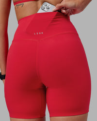 Woman wearing Elixir Ultra High-Rise 6" Short - Scarlet | Model:Rhiley | Size:S | Thumbnail Index: 5