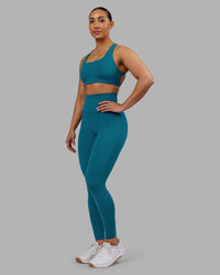 Woman wearing Elixir Ultra High-Rise Full Length Legging - Blue Coral | Model:Ayla | Size:S | Thumbnail Index: 1