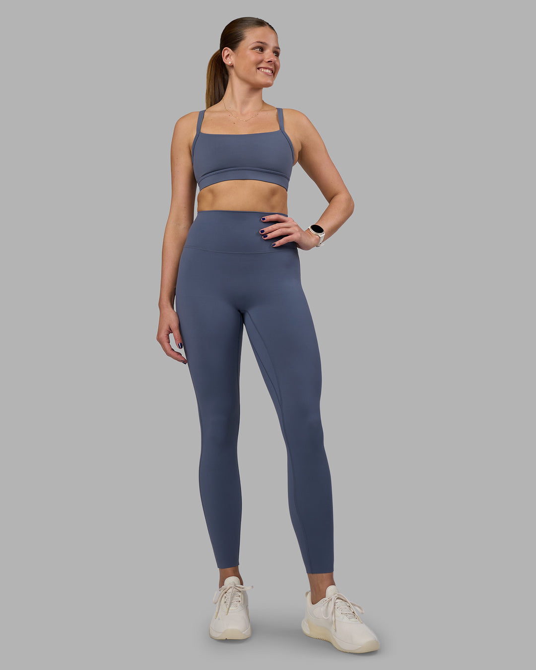 Woman wearing Elixir Ultra High-Rise Full Length Legging - Night Shadow | Model:Phoebe | Size:S - view 5