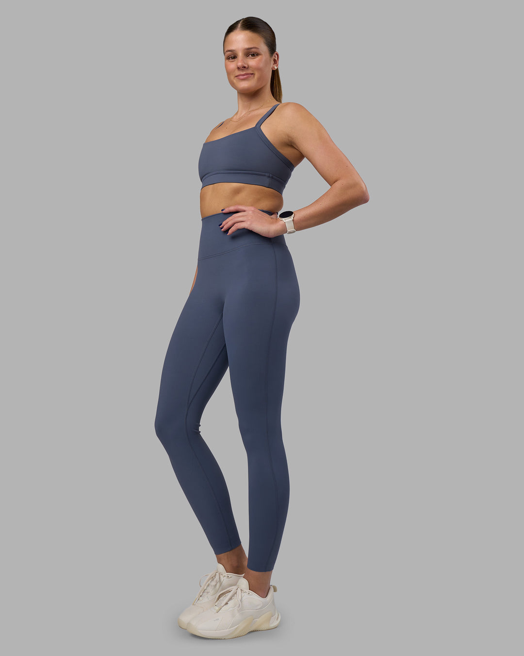 Woman wearing Elixir Ultra High-Rise Full Length Legging - Night Shadow | Model:Phoebe | Size:S - view 2