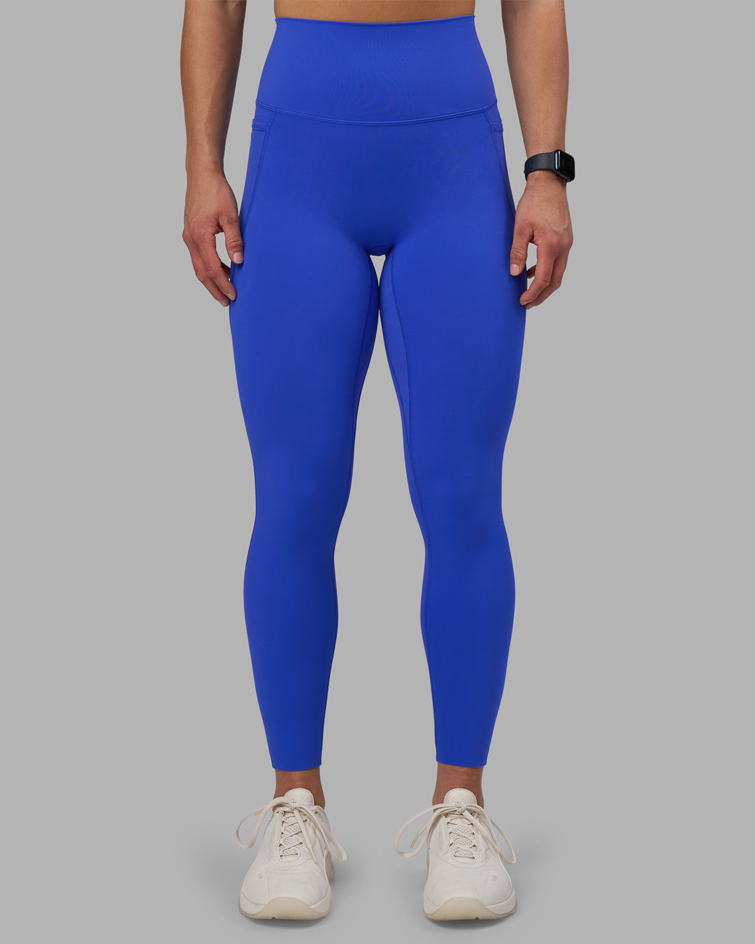 Woman wearing Elixir Ultra High-Rise Full Length Legging Pockets - Power Cobalt | Model:Keisha | Size:S - view 3