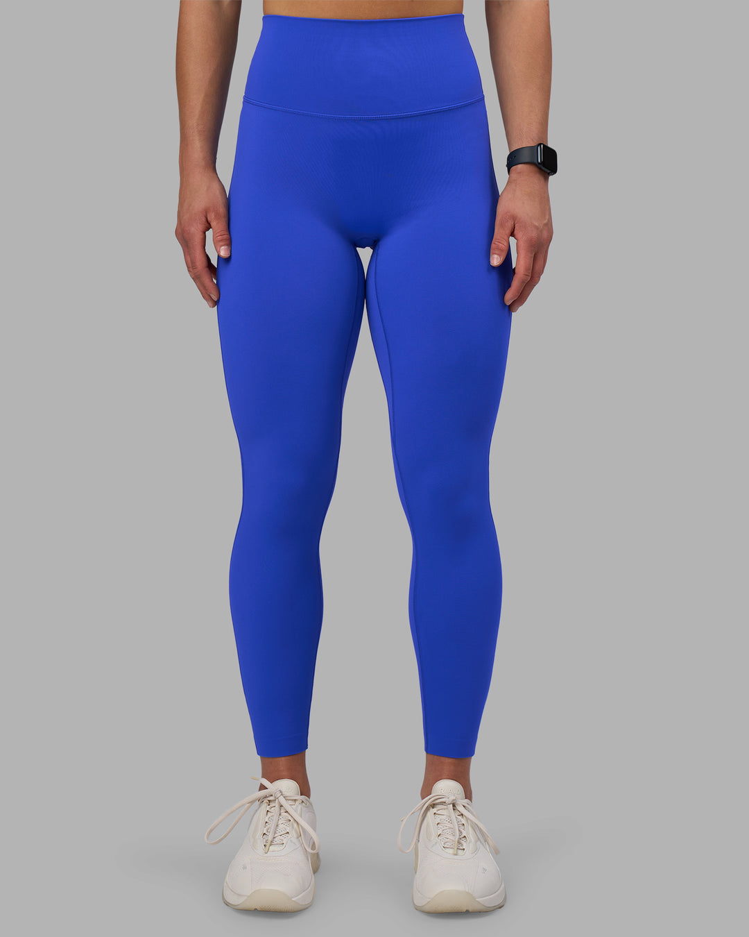 Woman wearing Elixir Ultra High-Rise Full Length Legging - Power Cobalt | Model:Keisha | Size:S - view 1