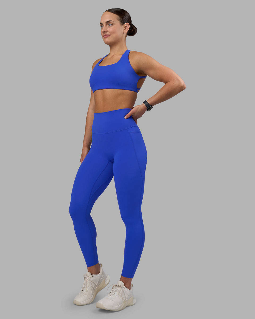Woman wearing Elixir Ultra High-Rise Full Length Legging - Power Cobalt | Model:Keisha | Size:S - view 2