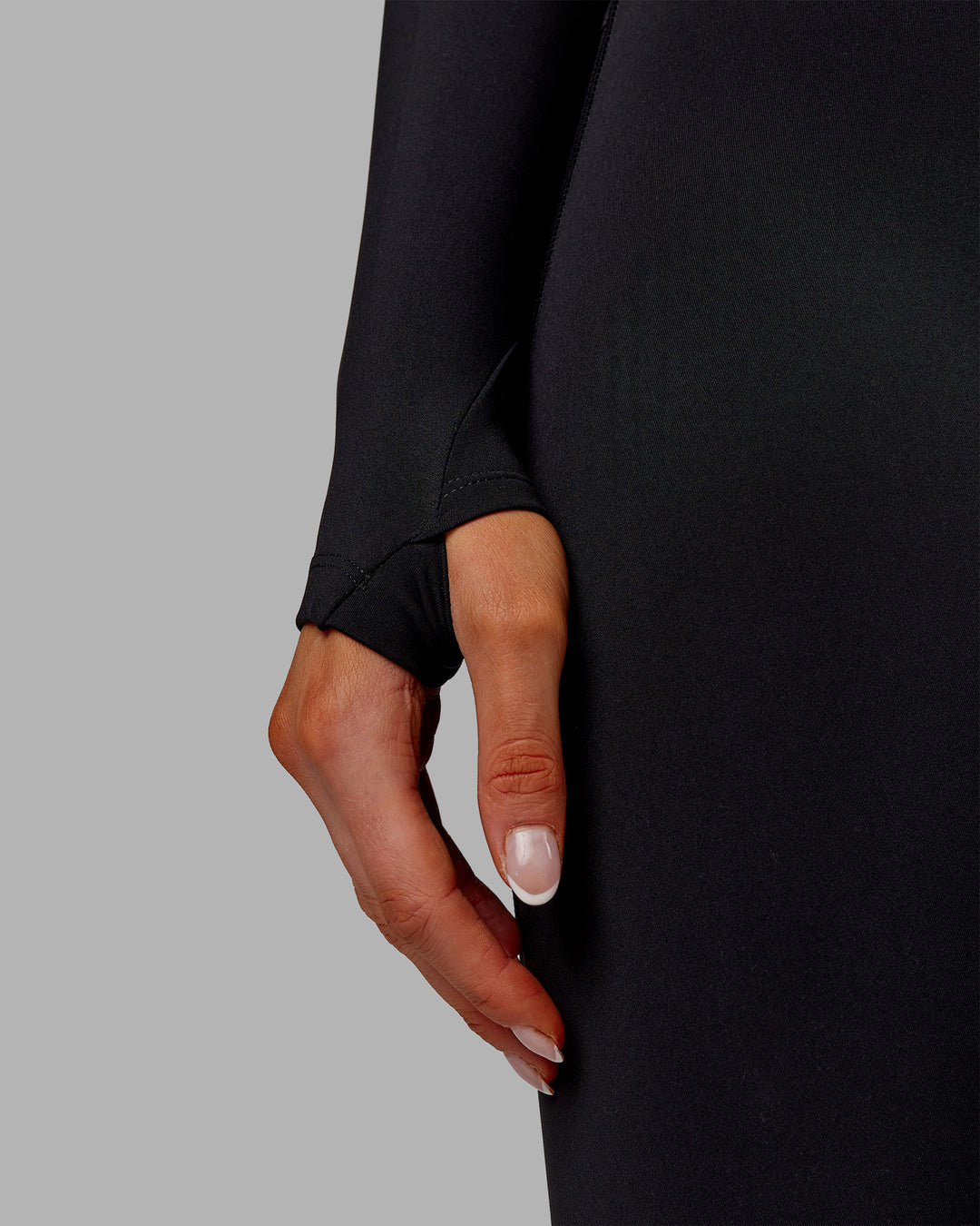 Woman wearing Embrace Thermal Long Sleeve Tee - Black | Model:Ella | Size:S - view 6