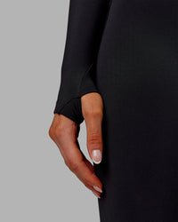 Woman wearing Embrace Thermal Long Sleeve Tee - Black | Model:Ella | Size:S | Thumbnail Index: 5