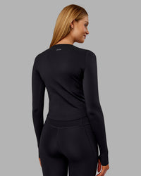 Woman wearing Embrace Thermal Long Sleeve Tee - Black | Model:Ella | Size:S | Thumbnail Index: 3