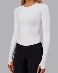Woman wearing Embrace Thermal Long Sleeve Tee - White | Model:Ella | Size:S | Thumbnail Index: 5