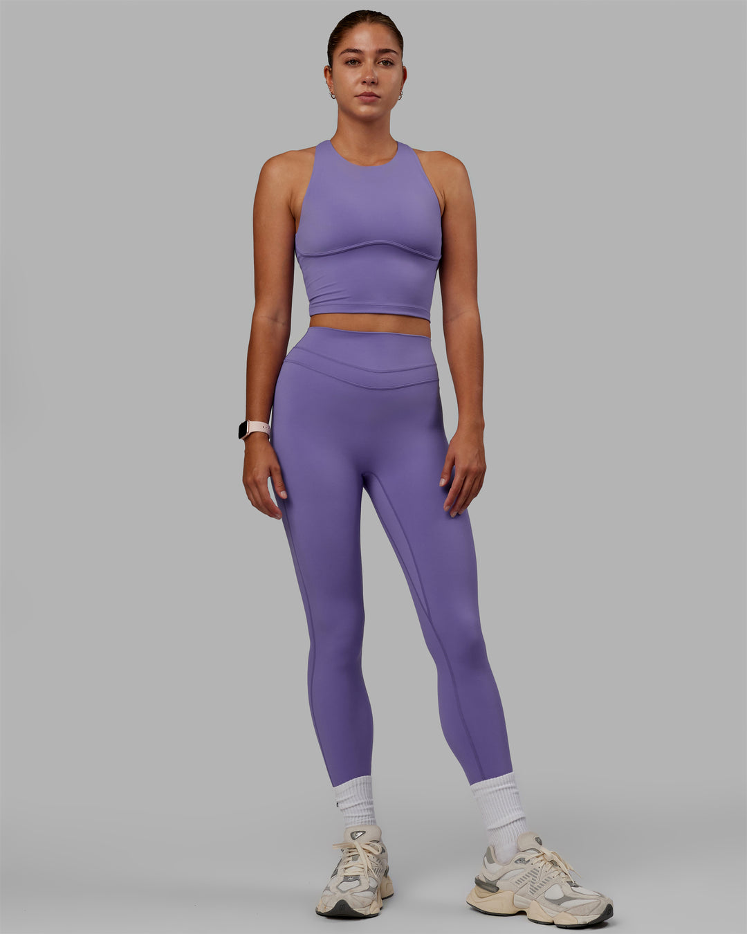 Woman wearing Enhance Shelf Bra Tank - Dahlia Purple - view 5