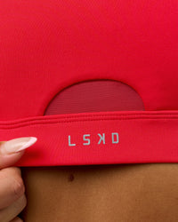 Woman wearing Fast Track Sports Bra Scarlet | Model:Rosie | Size:S | | Thumbnail Index: 6