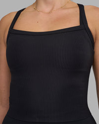 Woman wearing Flame Ribbed Tank - Black Model:Phoebe | Size:S | Thumbnail Index: 4