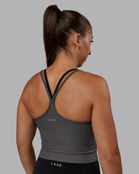 Woman wearing Flame Ribbed Tank in Dark Storm | Size:S | Model:Tylah | Thumbnail Index: 2
