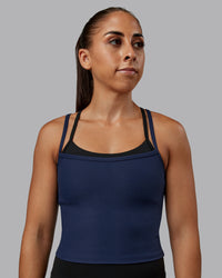 Woman wearing Flame Ribbed Tank in Future Navy | Size:S | Model:Tylah | Thumbnail Index: 3