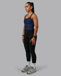 Woman wearing Flame Ribbed Tank in Future Navy | Size:S | Model:Tylah | Thumbnail Index: 5