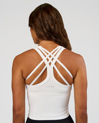 Woman wearing Flame Ribbed Tank - White | Model:Dakota | Size:S | Thumbnail Index: 5