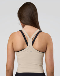 Woman wearing Flame Ribbed Tank - Shale Beige | Model:Estella | Size:S | Thumbnail Index: 2