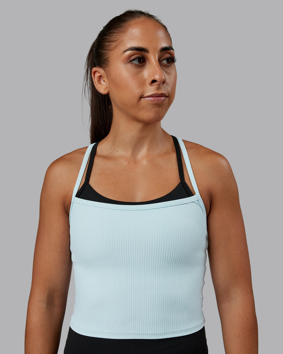 Woman wearing Flame Ribbed Tank in Skyride | Model:Tylah | Size:S - view 1