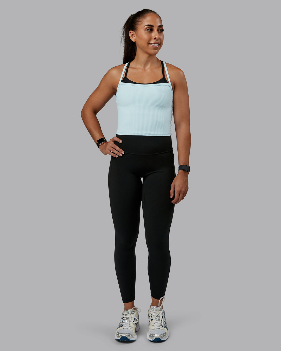 Woman wearing Flame Ribbed Tank in Skyride | Model:Tylah | Size:S - view 3