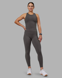 Woman wearing Flow Performance Tank 2.0 - Dark Storm | Model:Keisha | Size:S | Thumbnail Index: 0