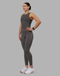 Woman wearing Flow Performance Tank 2.0 - Dark Storm | Model:Keisha | Size:S | Thumbnail Index: 3