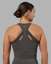 Woman wearing Flow Performance Tank 2.0 - Dark Storm | Model:Keisha | Size:S | Thumbnail Index: 2