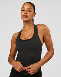 Woman wearing Flow Rib Scoop Neck Tank - Onyx | Model:Rosie | Size:S | Thumbnail Index: 2