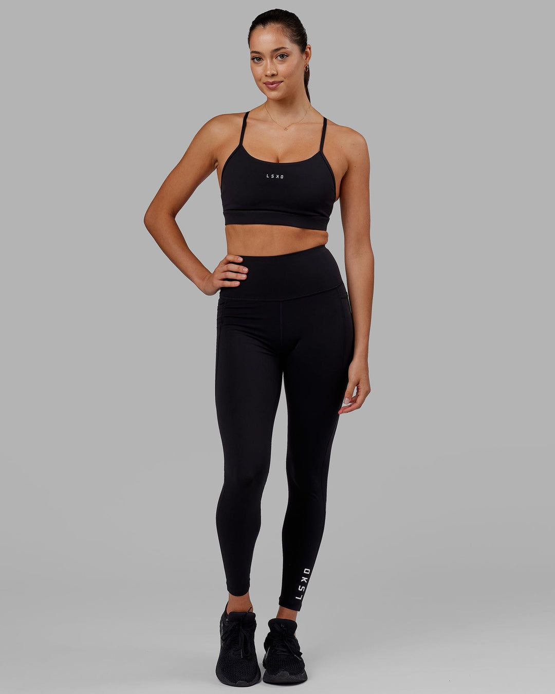 Woman wearing Flux Ultra High-Rise Full Length Legging Pockets - Black - view 8