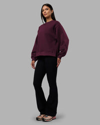 Woman wearing Full Form Fleece Sweater with Side Slits - Cherry Lacquer | Model:Rhiley | Size:S | Thumbnail Index: 5