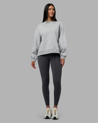 Woman wearing Full Form Fleece Sweater with Side Slits - Marl Grey | Model:Rhiley | Size:S | Thumbnail Index: 5