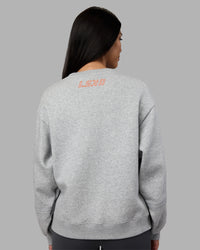 Woman wearing Full Form Fleece Sweater with Side Slits - Marl Grey | Model:Rhiley | Size:S | Thumbnail Index: 3