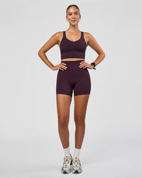 Woman wearing Function Longline Sports Bra - Midnight Plum | Model:Rhiley | Size:S | Thumbnail Index: 6