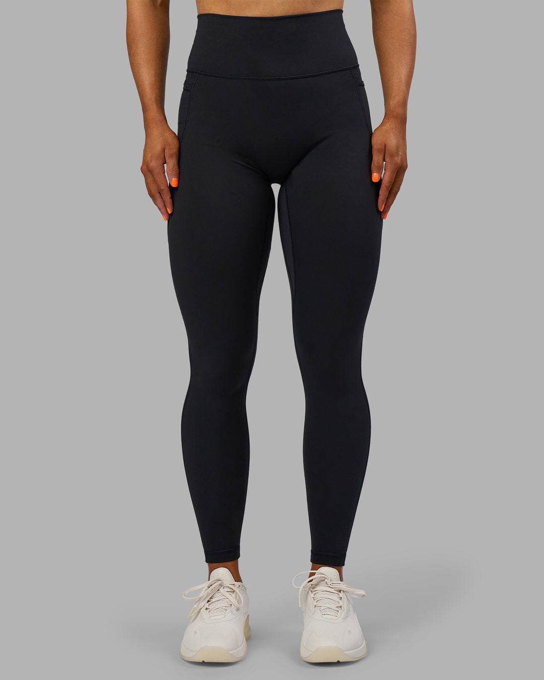 Woman wearing Fusion Ultra High-Rise Full Length Legging Pockets - Black | Model:Georgia | Size:S - view 9