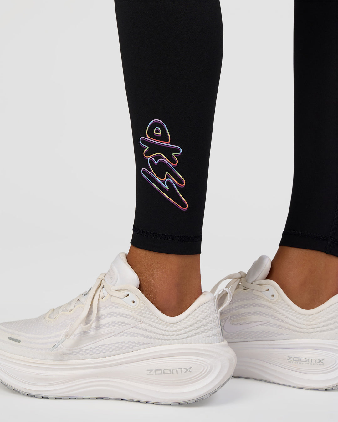 Woman wearing Fusion Graphic Ultra High-Rise Full Length Legging Pockets - Black-Radiate | Model:Rosie | Size:S - view 6
