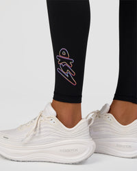 Woman wearing Fusion Graphic Ultra High-Rise Full Length Legging Pockets - Black-Radiate | Model:Rosie | Size:S | Thumbnail Index: 5