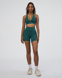 Woman wearing Fusion High-Rise 6" Short Pockets - Transformative Teal | Model:Jordan | Size:S | Thumbnail Index: 2