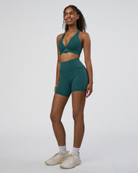 Woman wearing Fusion High-Rise 6" Short Pockets - Transformative Teal | Model:Jordan | Size:S | Thumbnail Index: 1