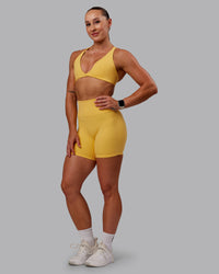 Woman wearing Fusion Ultra High-Rise 6" Short - Banana Cream | Model:Amber | Size:S | Thumbnail Index: 5