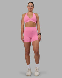 Woman wearing Fusion Ultra High-Rise 4" Short - Candy Pink | Model:Keisha | Size:S | Thumbnail Index: 0