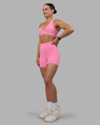 Woman wearing Fusion Ultra High-Rise 4" Short - Candy Pink | Model:Keisha | Size:S | Thumbnail Index: 4