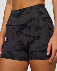 Woman wearing Fusion Ultra High-Rise 4" Short Pockets - Black Tie Dye | Model:Amity | Size:S | Thumbnail Index: 5
