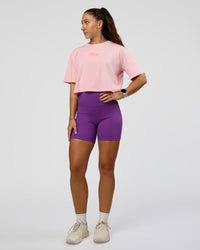 Woman wearing Fusion Ultra High-Rise 6" Short Pockets - Fresh Purple | Model:Summer | Size:S | Thumbnail Index: 2