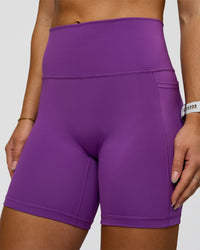 Woman wearing Fusion Ultra High-Rise 6" Short Pockets - Fresh Purple | Model:Summer | Size:S | Thumbnail Index: 7