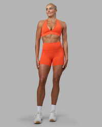 Woman wearing Fusion Ultra High-Rise 6" Short Pockets - Ultra Orange | Model:Katie | Size:S | Thumbnail Index: 5