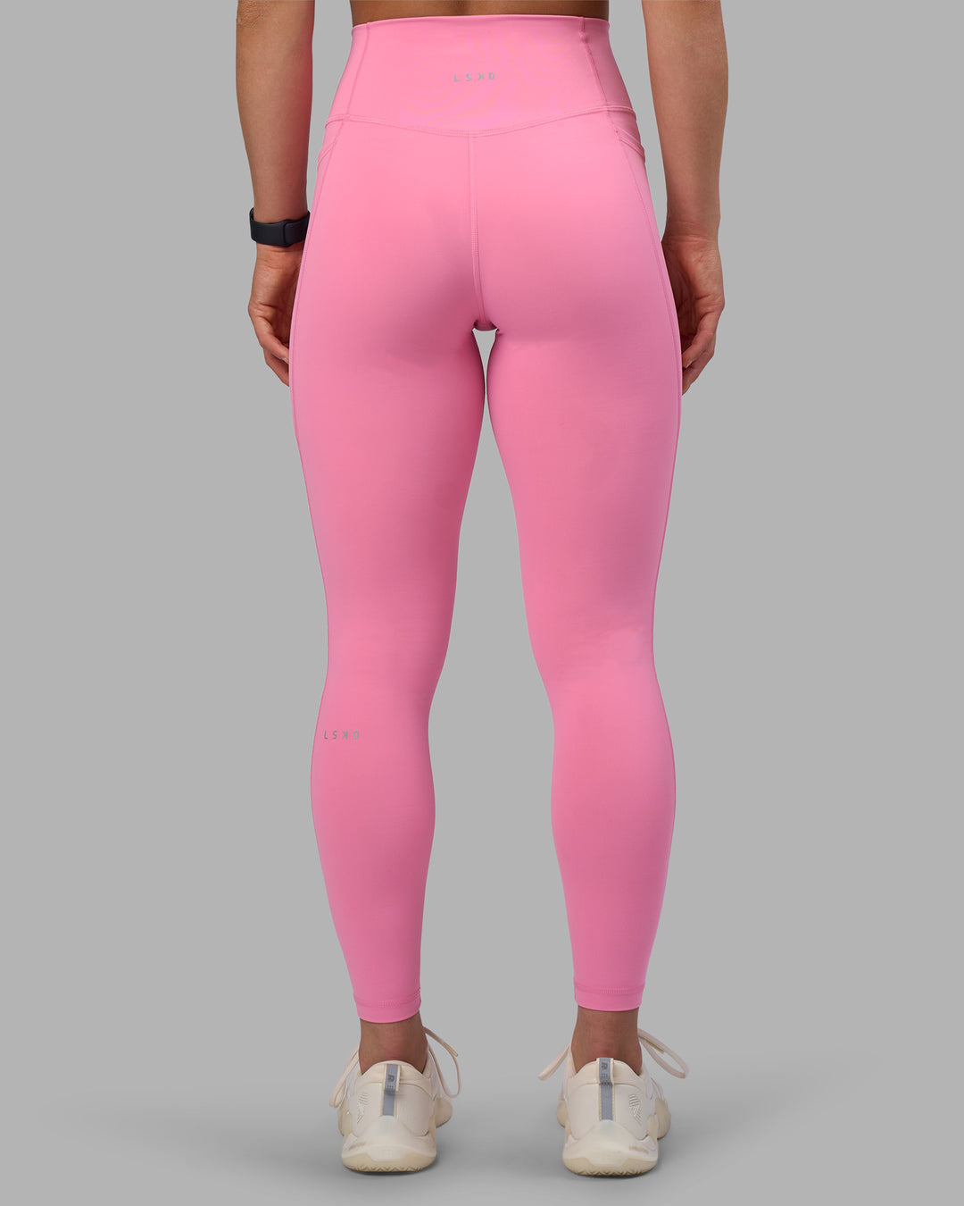 Woman wearing Fusion Ultra High-Rise Full Length Legging Pockets - Candy Pink | Model:Keisha | Size:S - view 4