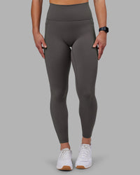 Woman wearing Fusion Ultra High-Rise Full Length Legging Pockets - Dark Storm | Model:Keisha | Size:S | Thumbnail Index: 0